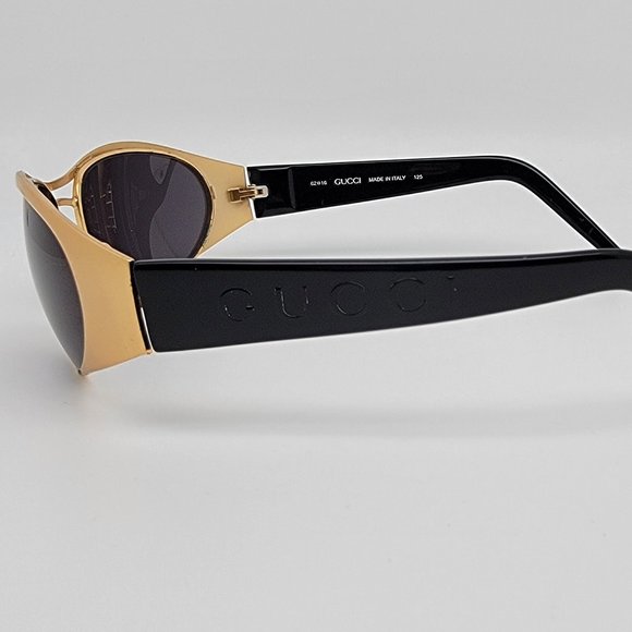 Gucci GG2381/S 032 Gold Black Frame Grey Lens Aviator Sunglasses w/ Case Italy - Picture 4 of 15